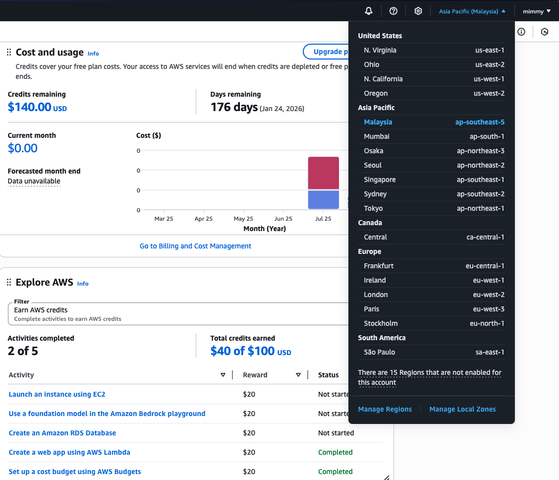 Besides, I played around with all this using ap-southeast-5 (Malaysia), so I’d say this is my first app on AWS using my own country’s region!! 🇲🇾